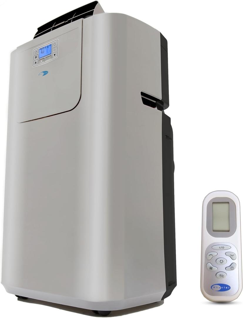 Whynter Portable Air Conditioner 12,000 BTU with Dual Hose Dehumidifier & Cooling Fan for 400 Sq Ft Rooms, Includes AC Unit Window Kit Elite ARC-122DS (7,000 SACC), Silver