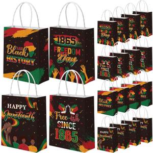 Blosssound 32 Pcs Happy Juneteenth Gift Bags Bulk June 19th Paper Bags with Handle Since 1865 African American Candy Pouches for Juneteenth Freedom Day Independence Day Party Favor Supplies, 1 count