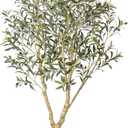 6FT Artificial Olive Tree with Elegant Planter & Moss, Faux Olive Tree Indoor with Natural Wood Trunk & Lifelike Leaves, Tall Fake Plant for Living Room Home Office Decor  Housewarming Gift