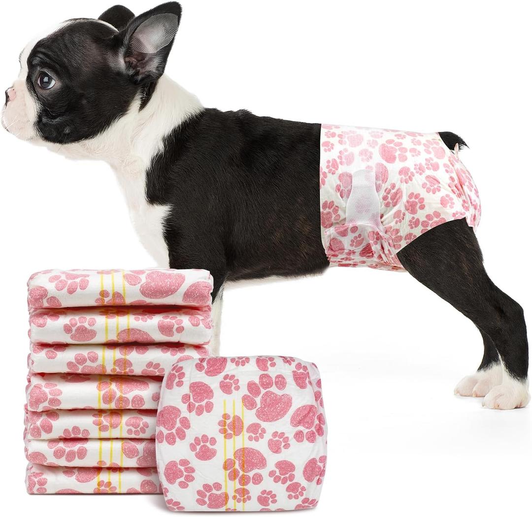 Dono Dog Diapers Female, Disposable Doggie Diapers, Super Absorbent Puppy Diapers with Adjustable Tail Hole, Wetness Indicator for Cats Doggy in Heat Period, X-Small, 16 Count