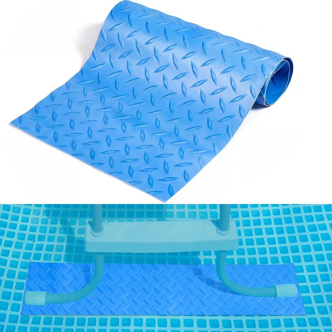 Drydiet Pool Ladder Mat Above Ground Pool Deck, 9 x 24 Inch
Protective Base Pad for Ladder Steps, Prevents Liner Damage, Textured Grip Surface, Durable Swimming Pool Accessory, Blue
