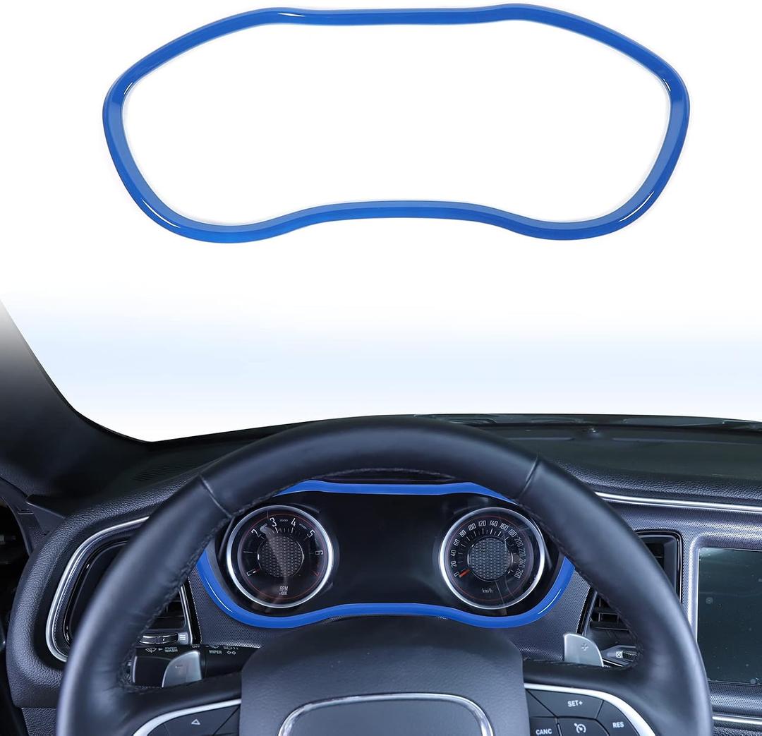 Voodonala for Challenger Dash Trim Dashboard Decoration Blue Accessories for Dodge Challenger 2015-2022 (Blue,ABS,1PC)