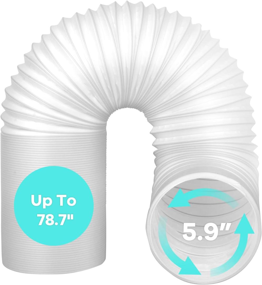 80" Length 5.9 Inch Diameter Portable Air Conditioner Hose with Anti-Clockwise Thread, Replacement Mobile AC Unit Exhaust 6" Vent Hose For LG Hisense Haier Delonghi Air Conditioning Parts