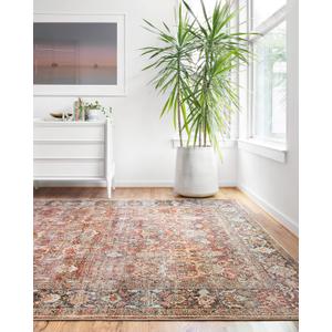 Loloi Layla Collection LAY-02 Spice/Marine 7'-6" x 9'-6" .13" Thick Area Rug, Soft, Durable, Vintage Inspired, Distressed, Low Pile, Non-Shedding, Easy Clean, Printed, Living Room Rug