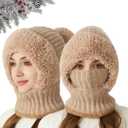 3 in 1 Beanie Hat for Women, Beanie Hats for Women, 3-in-1 Winter Balaclava, Women's Knitted Hat in Autumn and Winter