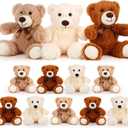 HyDren 12 Pieces Valentines Bears Stuffed Animals Soft Plush Toy Bears for Birthday Party Easter Wedding Baby Shower Christian Charity Donation Supplies(White, Brown, Khaki)
