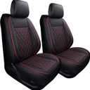 Tomatoman F150 Seat Covers Compatible with 2009-2026 Ford F150 2017-2026 F250 F350 F450 Trucks Crew Cab with Waterproof Faux Leather Super Duty Limited Fx4 XLT Pickup Cushion(2PCS Front/Black-Red)