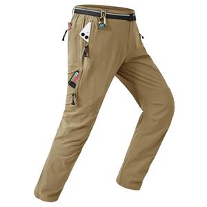 TBMPOY Men's Windproof Waterproof Athletic Pants for Outdoor Work Hiking Breathable Pants Thin Khaki L