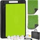 Golf Training Mat Impact Swing Hitting Practice Board w/Heavy Duty Rubber Base, Versatile Replaceable Surface, Outdoor/Indoor Training Aid for Swing Path Feedback (Light Green)
