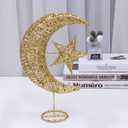 Iron Moon and Star Ornament Glitter Christmas Table Decoration Christmas Tree Decoration Wedding Birthday Holiday Party Supply 20cm (Golden)