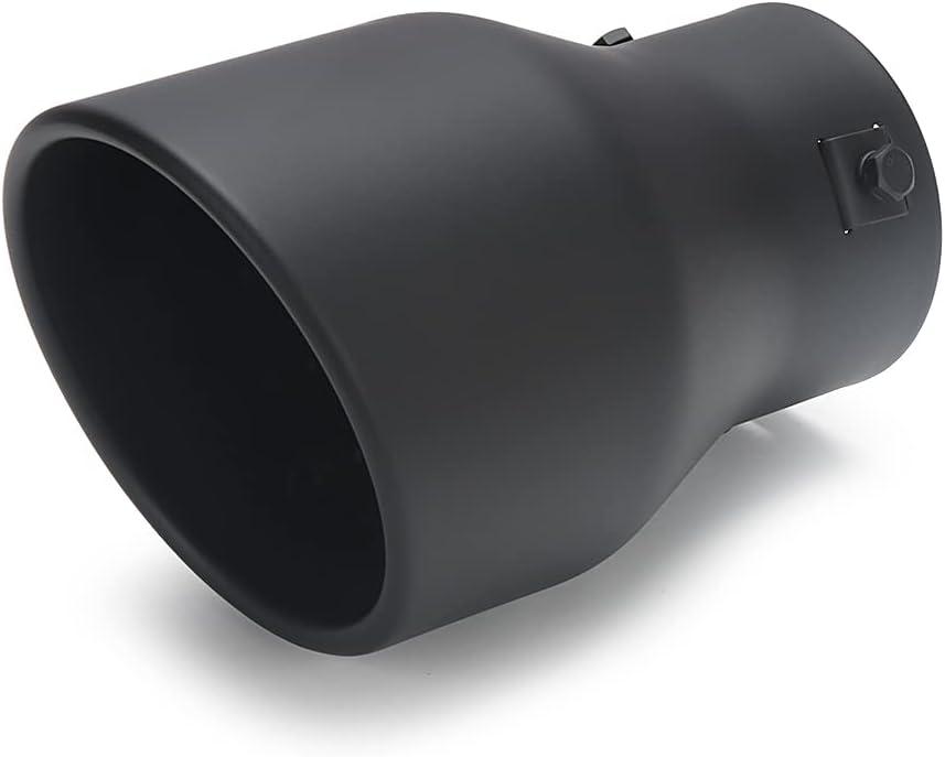 LCGP Adjustable 2.5"-3" Inlet Exhaust Tip 2.5"-3" x 4.5" x 7" Bolt-On Design Solid Mounting Black Powder Coated Finish Stainless Steel Exhaust Tip