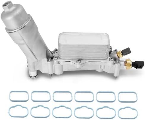 Upgrade Full Aluminum Engine Oil Filter Housing Oil Cooler Kit with Gaskets & Sensors Compatible with 2017-2018 Chrysler 200/300 Dodge Charger Avenger Journey Wrangler Ram Promaster 3.2 3.6 V6
