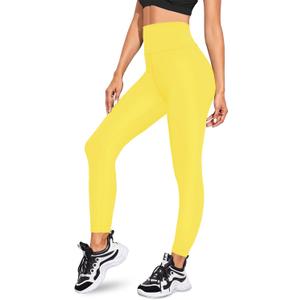 we fleece High Waisted Leggings for Women - Full Length Buttery Soft Yoga Pants for Women Workout Tights (Large-X-Large, Yellow)