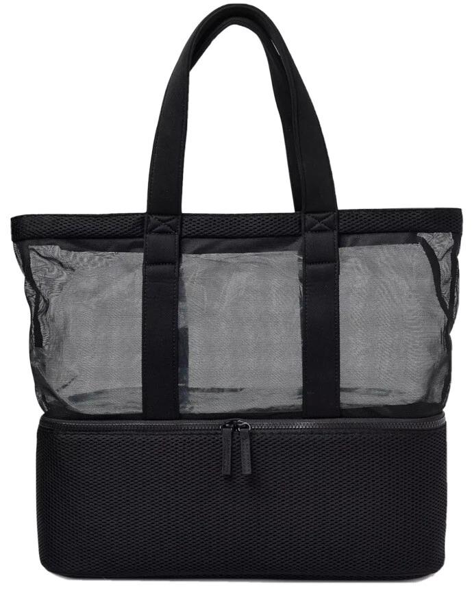 Beach Bag One size, tote with insulated bottom ( Black )