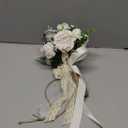 Wedding Bouquets for Bride Bridesmaid,White Champagne Artificial Roses Flowers for Wedding Church Decoration (6.5in)
