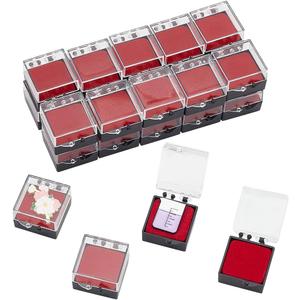 24Pcs Clear Badge Display Box 38mm Plastic Badge Storage Cases Brooch Collection Display Case Mini Jewelry Box Container for Badge Pin Brooch Display (Red)