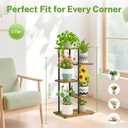 iDavosic.ly 4 Tier Plant Stand Indoor, Tiered Corner Metal Wood Multiple Flower Holder Shelf, 34 Inch Tall Orchid Display Rack for Patio Porch Living Room Balcony Outdoor, Modern Black & Rustic Brown