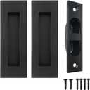 Pocket Door Handles and Edge Pull,4.72 inch Recessed Flush Finger Pulls,304 Stainless Steel Pocket Door Hardware, Black