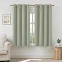 HOMEIDEAS 100% Sage Green Linen Blackout Curtains for Bedroom, 52 x 63 Inch Length 2 Panels Faux Linen Thermal Insulated Black Out Grommet Window Drapes for Living Room