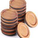 12Pack Regular Mouth Mason Jar Lids - Acacia Wooden Storage, Canning Ball Jar with Airtight Silicone Seal, Brown.