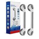 Grab Bars for Bathtubs and Showers 2 Pack Shower Handle, Heavy Duty Suction Grab Bar Bath Handrails for Seniors and Elderly, Bathroom Safety Grip No Drilling Waterproof Removable, Grey