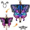 Halloween Butterfly Costume for Women and Teen Girls Plus Size Wings,Double Sided Reversible Butterfly Cape for Adults