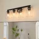 ZQLWLXYZD Bathroom Vanity Light Fixtures,4 Lights Matte Black Vanity Lights, Industrial Black Wall Sconces 4 Lights,Farmhouse Bathroom Lights(Bulbs not Included)