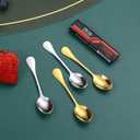 Wesdxc56 Demitasse Espresso Spoons, Mini Coffee Spoon, 4 Inches Stainless Steel Small Spoons for Dessert, Set of 6Silver)