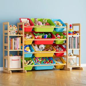 SpaceAid Toy Storage Organizer with 6 Shelves and 12 Bins, Toy Organizers Storage Bookshelf, Kids Bin Shelf Toys Box Bookcase for Bedroom Playroom Organization Room Decor, Multi-Colored, 52.3"W, 6 Shelves, 12 Bins