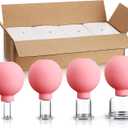 4 Pieces Glass Cupping Set Glass Silicone Cupping Cups Massage Vacuum Suction Cupping Cups for Body Face Leg Arm Back Shoulder Muscle and Joint Pain (Pink)