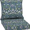 Arden Outdoor Deep Seat Cushion Set, 24 in x 24 in, Weather-Proof, Rain-Proof, Fade Resistant Patio Cushion for Chair, Sofa, and Couch Sapphire Aurora Blue Damask