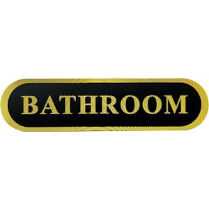 3 x Bathroom Door Sign Self-adhesive Aluminium Plaque Black and Golden 5.5x1.4 inch