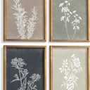 Framed Boho Wall Art Set of 4 for Wooded Minimalist Botanical Print Wall Art for Rustic Vintage Farmhouse Home Kitchen Wall Decor (Brown, 16"x20")