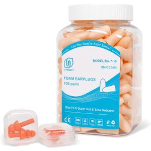 LYSIAN Foam Ear Plugs for Sleeping Small Ear Canals Women, Kids-35dB SNR Noise Canceling Sleep Earplugs for Snoring, Work, Shooting, Studying, Flesh Color-100 Pairs (Skin)