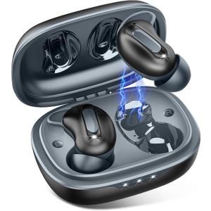 Sleep Earbuds, Mini ANC Wireless Earbuds Bluetooth 5.4 Headphones Deep Bass Stereo, 48H Playtime Ear Buds, 4 ENC Noise Cancelling Mic, IP7 In Ear Earphones for Side Sleepers,Touch Control, black