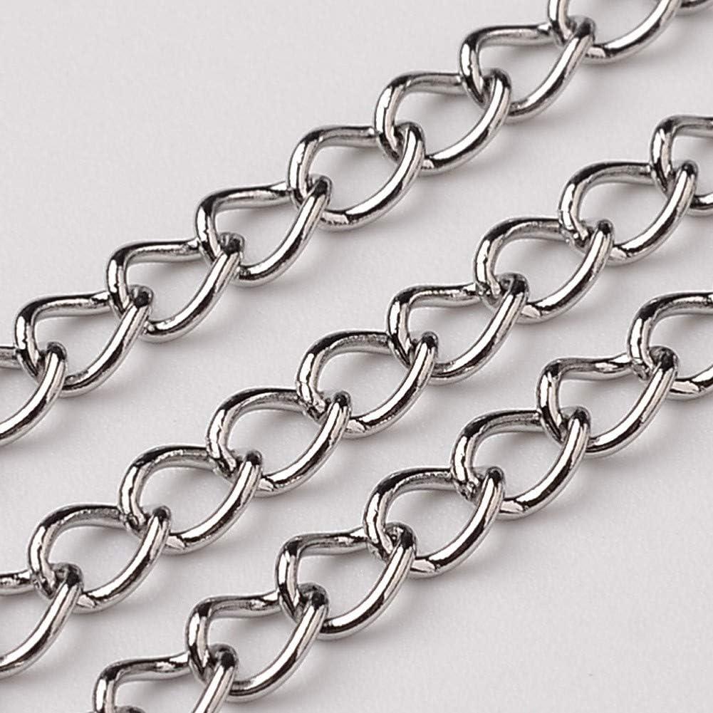 33 Feet Curb Chains with Card Curb Link Chain Stainless Steel Color Soldered Handcraft Chain for Jewelry Making Men Women Necklace Bracelet DIY Supplies