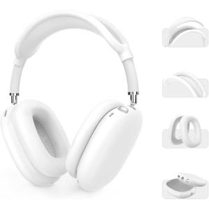 Silicone Case Cover for AirPods Max Headphones (USB-C/ Lightning)(2024/ 2020) [4 in 1] Anti-Scratch Ear Pad Cover/ Ear Cups Cover/ Headband Pad/ Headband Cover Accessories for Apple AirPods Max