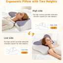 Cervical Neck Pillow Set of 2, Memory Foam Pillow for Neck Pain Relief, Ergonomic Bed Pillow with Neck Support for Side, Back & Stomach Sleepers, King, White