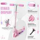 Kick Scooter for 3+Years Old Boys & Girls Lightweight, Foldable, Aluminum Frame, and Adjustable Handlebars, Rear Brake, and Flashing Light up Wheels