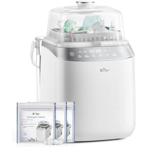 Bear Baby Bottle Washer Sterilizer Dryer All-in-One, 90 Detergent Tablets | Fits Bottles Pump Parts & Feeding Essentials, Deep Clean, Steam Sterilize & Fast Dry, Time-Saving Hands-Free