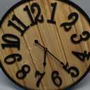 Large Wall Clock 20IN, Silent Metal Wood Style Wall Clocks Battery Operated for Living Room Decor, Farmhouse Big wall Clock, Outdoor