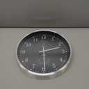 HITO 12 Inch Silent Wall Clock Battery Operated Non Ticking Glass Cover Silver Aluminum Frame, for Kitchen, Bedroom, Home Office, Living Room Decor (12" Black)