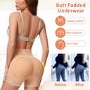 Ganado Butt Lifting Panties Padded Underwear for Women Booty Lifting Shapewear Butt Lifter Hip Pads Enhancer (Beige, XX-Large) (XXL)