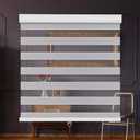 SMONTER Cordless Zebra Blinds for Windows Zebra Roller Shades with Metal Valance Free Stop Dual Layer Sheer Blinds Day Night Privacy Light Filtering, W20 x H72, Light Grey