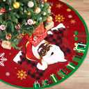 48 Inch Black Santa Christmas Tree Skirt, African American Christmas Decorations Red Tree Skirt with Santa Snowflake Gift Design, Xmas Tree Decorations for Holiday Winter Party Home Indoor Outdoor