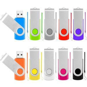 4GB Thumb Drive USB Stick 10 Pack, USB 2.0 Flash Drive Memory Stick Flashdrive Jump Drives with Layards, Colorful USB Storage Flash Drive Photo Stick Zip Drive, Backup Drive Pendrive for Data Transfer