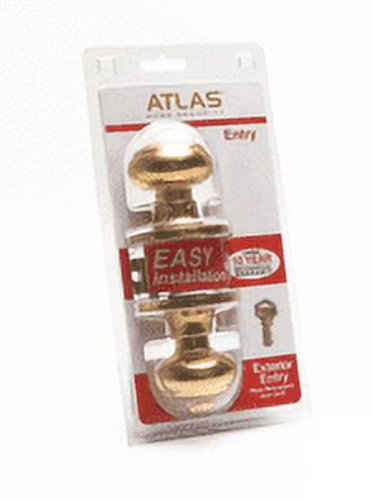 Altas Classic Knob Entry, 
Atlas Classic Doorknob Entry Locking Door Knob, Polished Bronze