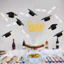 Lunmon 15 Pcs 2026 Graduation Caps Hanging Decoration, Floating Grad Hats Class of 2026 Black and Gold Tassel High School College Grad Indoor Outdoor Yard Congrats Party Supplies Favors