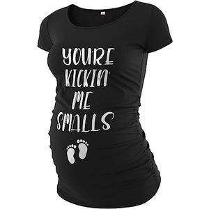 Maternity T-Shirts for Women Short Sleeve Pregnancy Shirts Bump Friendly Tops Maternity Tops Mama Tshirt Pregnancy Essentials 2XL Black