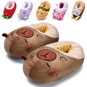 IceUnicorn Toddler Cute Animal Slippers Kids Christmas Plush Warm House Shoes Girls Boys Bedroom Indoor Washable Slipper (Capybara, 28/29)